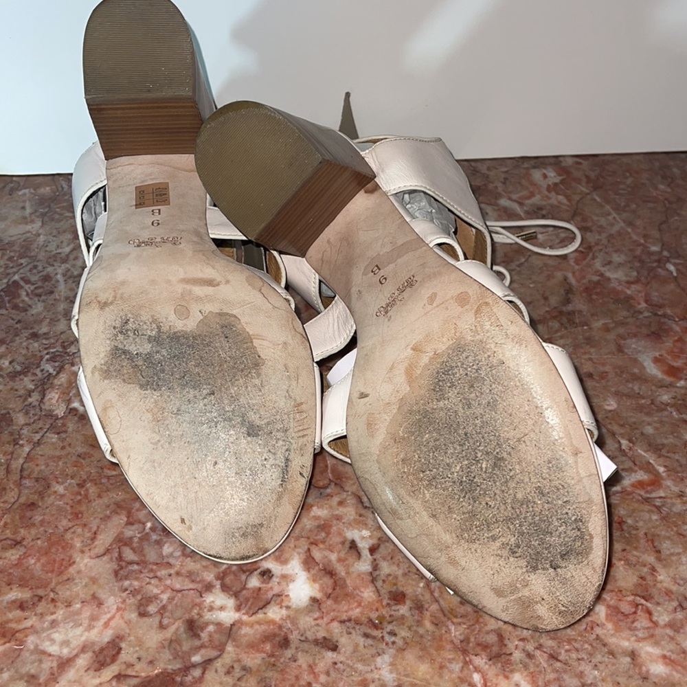 Coach • Larissa Lace-Up City Sandal gladiator cage heeled Chalk blush beige zs 9 - Picture 12 of 15